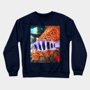 Fish - Striped Tropical Fish Frontosa Crewneck Sweatshirt